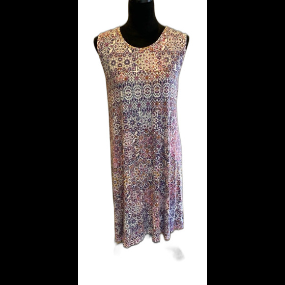 Cynthia Rowley Tank Dress Plus Size 1X Sleeveless Purple Cream Paisley Look - Picture 2 of 10